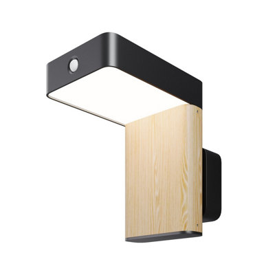 Luminosa Lighting Luminosa Nordis Outdoor Modern Pir Wall Lamp Black Solar Led 3000K Dimmable Ip65 from B&Q