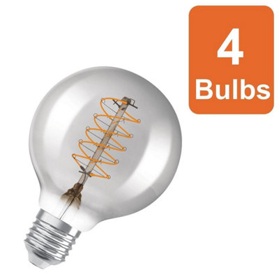 Osram Vintage 1906 Globe 80 30 Filament Dim Lamp 7.8W 818 Smoke E27 4 Pack from B&Q