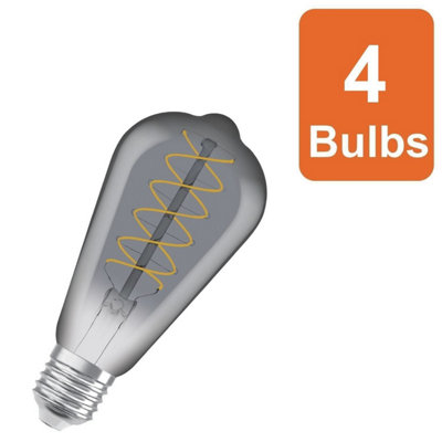 Osram Vintage 1906 Edison 30 Filament Dim Lamp 7.8W 818 Smoke E27 4 Pack from B&Q