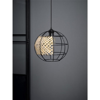 Osram Decor Cage Globe Pendant Ceiling Light E27 Black Rattan Max 15W Led Modern from B&Q