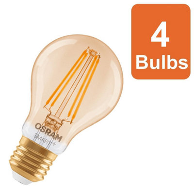 Osram Smart+ Matter E27 Filament Classic A 53 Light Bulb 6W Dimmable 4 Pack from B&Q