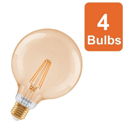 Osram Smart+ Matter E27 Filament Globe125 53 Light Bulb Dimmable 6W 4 Pack from B&Q