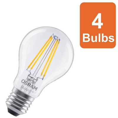 Osram Smart+ Matter E27 Filament Classic A60 Light Bulb Dimmable 6W 4 Pack from B&Q