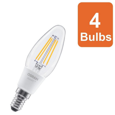 Osram Smart+ Matter E14 Filament Classic B40 Light Bulb Dimmable 4W 4 Pack from B&Q