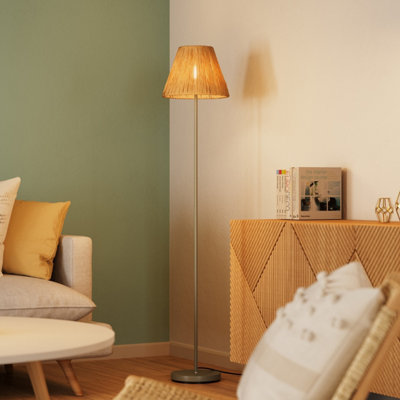 Osram Decor Raffia Floor Lamp E27 Green Natural Boho Standing Tall Light from B&Q