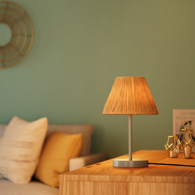 Osram Decor Raffia Table Lamp E27 Green Natural Boho Bedside Desk Light from B&Q