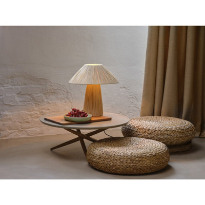 Osram Decor Bamboo Paper Hut Table Lamp E27 Brown Boho Bedside Desk Light from B&Q