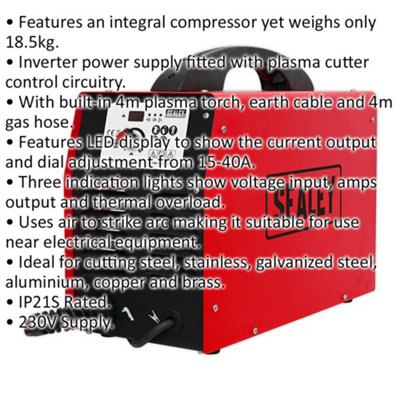 40A Plasma Cutter Inverter with Compressor - LED Display - 4m Plasma Torch