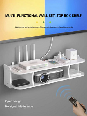 40cm 2 Layer Wall Mount WiFi router Shelf , Hidden Cable Organizer