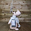 40cm Battery Operated Plush White Christmas Reindeer with LED Lit Antlers