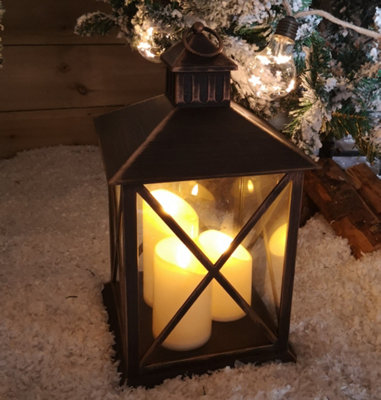 Outdoor Battery Operated Lanterns Flickering Flame Or Wired LED