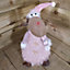 40cm Battery Warm White Light Up Sitting Christmas Reindeer with Pink Hat