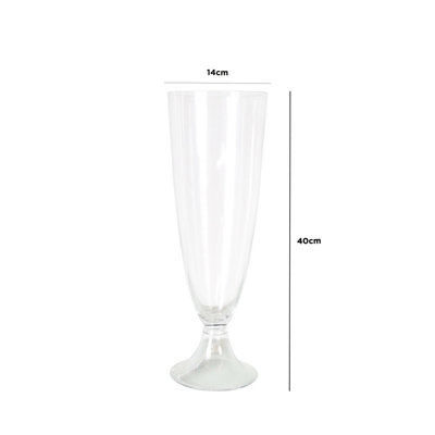 40cm Clear Glass Vase, Tall Transparent Flower Vase for Living Room