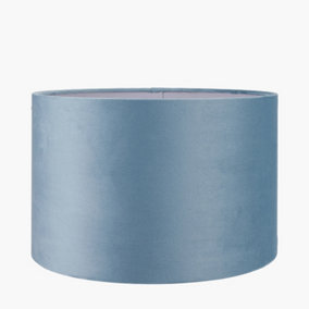 40cm Duck Egg Velvet Cylinder Table Lampshade Elegant Soft Blue Drum Floor Lamp Shade