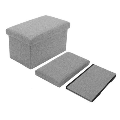 40cm Folding Ottoman Storage Box with Lid Pouffe Footstool