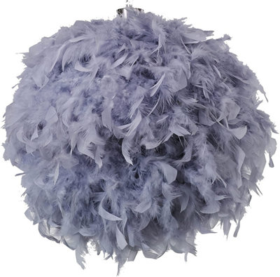 40cm Grey Feather Light Shade, Lamp Shade for Pendant Ceiling Light, Table Lamp, Floor Lamp