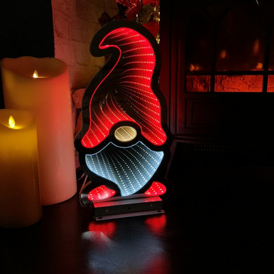 40cm Infinity Light up Christmas Gonk Decoration with Red & White LEDs on Metal Base