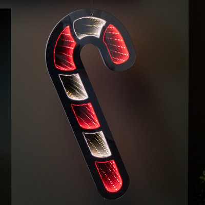 40cm Infinity Light up Hanging Candy Cane Christmas Decoration with Red ...