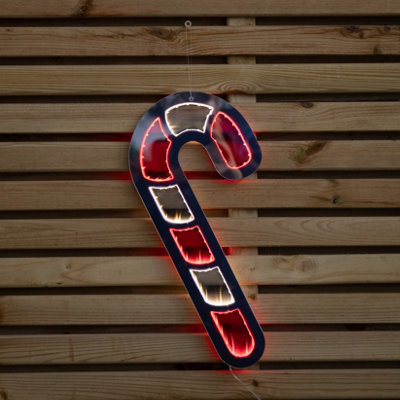 40cm Infinity Light up Hanging Candy Cane Christmas Decoration with Red ...