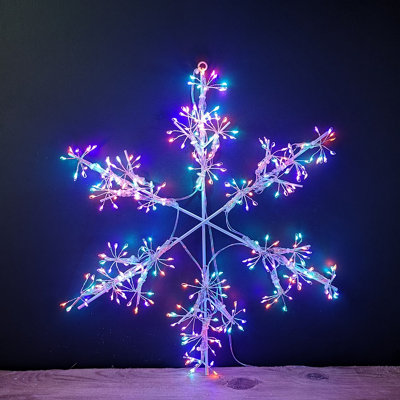 40cm LED Hanging Snowflake Christmas Decoration in Rainbow