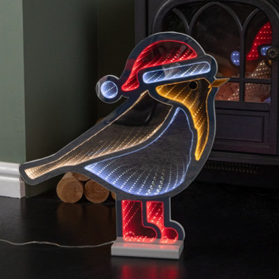 40cm Light up Christmas Robin Infinity Decoration with Red and White LEDs