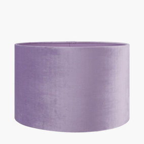 40cm Lilac Velvet Cylinder Table Lampshade Elegant Drum Floor Lamp Shade