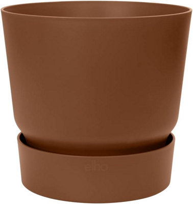 40cm Living Round Recycled Material Indoor Garden Balcony Window Container Holder Plant Flower Organizer Pot, Brown / Ginger