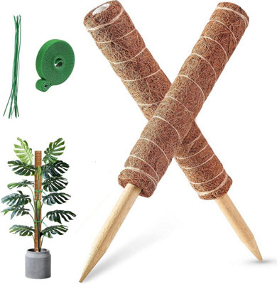 40cm Natural Extendable Moss Pole 2 Pack for Monstera, Pothos and