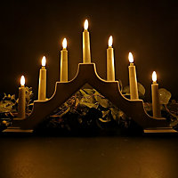 40cm Premier Christmas Candlebridge with 7 Flickeriing LEDs with Timer  in White Battery Operated