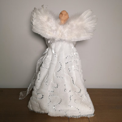 40cm Premier Deluxe Christmas Angel Tree Topper Decoration in Silver & White - 4
