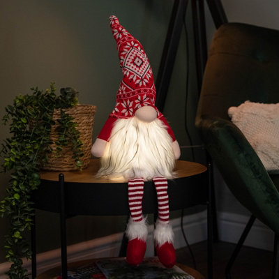 40cm Red Christmas Light Up Gnome Gonk Nordic Decoration Sitting Dangly Legs Price Comparisons | Compare The Build