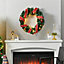 40cm Red Ribbon Lighted Wreath Hanging Xmas Decor with 3M LED Light String