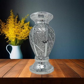 40Cm Silver Crystal Vase Statue Sparkle Crushed Diamond Crushed Style 041