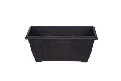 40cm Small Plastic Venetian Window Box Trough Planter Pot Black Colour