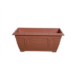 40cm Small Plastic Venetian Window Box Trough Planter Pot Terracotta Colour