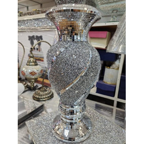 40Cm Spiral Crushed Diamond Ceramic Flower Vase Silver V019