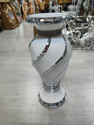 40Cm Spiral Crushed Diamond Ceramic Flower Vase White V070