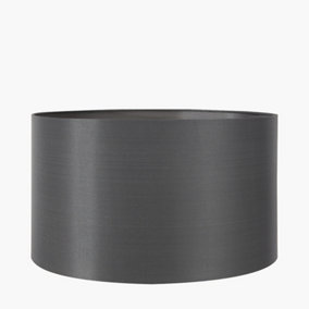 40cm Steel Grey Silk Cylinder Drum Table Floor Lampshade