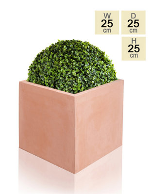 40cm Terracotta Fibrecotta Large Cube Planter