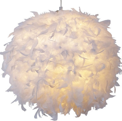 40cm White Feather Light Shade, Lamp Shade for Pendant Ceiling Light, Table Lamp, Floor Lamp