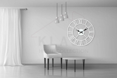 40cm White Metal Roman Numerals Large Analog Wall Clock Indoor ...