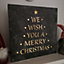 40cm Wooden Slate Effect Lit We Wish You a Merry Christmas Wall Box Art with Warm White LEDs