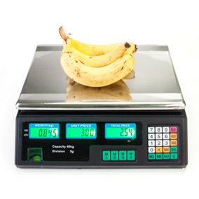 40kg Digital Food Price Scales - Silver & Black