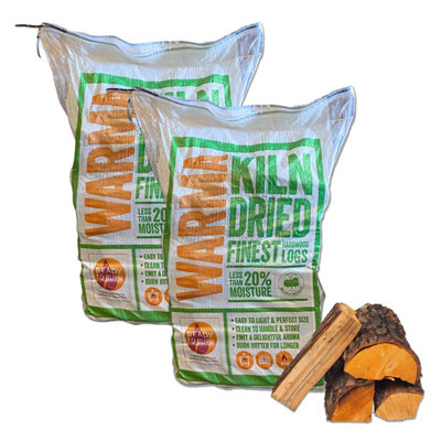 40kg Kiln Dried Hardwood Pizza Oven Burner Stove Fuel Ready to Burn Firewood Logs 2 x 20kg XL Bags