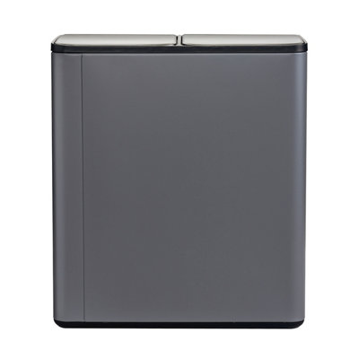 40L Double Compartment Grey Kitchen Bin Rubbish Waste Pedal Bin - 9