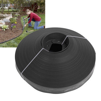 40m Black Landscape Edging Kit with Spikes for Lawns and Flower Beds