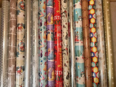 40m CHRISTMAS WRAPPING PAPER + 40 GIFT TAGS WRAP PRESENTS SANTA MIXED ...