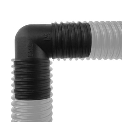 40mm (1.5") pond corrugated flexible pipe/hose elbow connector +2 x matching double wire hose clips - 5