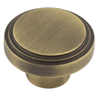 40mm Antique Brass Stepped Cupboard Knob for Stylish Interiors - Kitchen Cabinet Knob