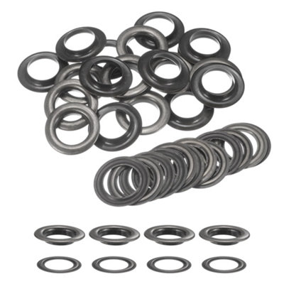 40mm Brass Eyelets with Washers, Rust-Proof Grommets, Gunmetal - 10pcs